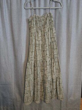 Green and White Geometric Maxi Dress